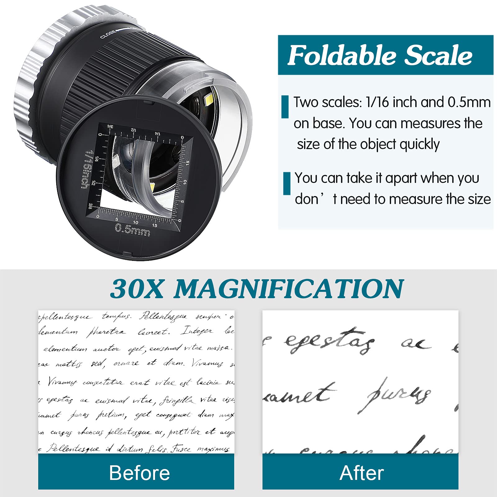 30X الجيب المكبر مع مقياس LED  - مراجعة Eye Piece Magnifier وسعره